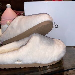 Luxurious White Plush Slip-On Loafers